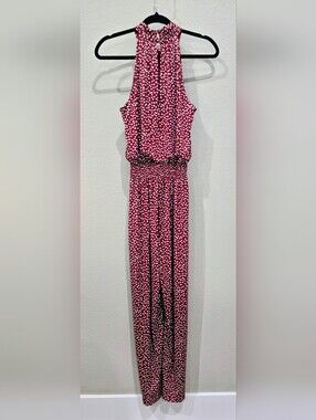 Enfocus Studio Burgundy Polka Dot Halter Maxi Dress